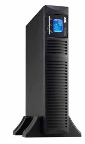 ABB PowerValue 11RT 6kVA G2 UPS in a rack mountable design, black in color, with a digital display on the top front.